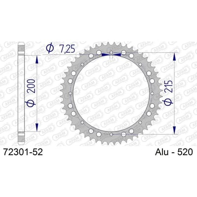 Aluminium tandwiel achter Afam 520 52 dents