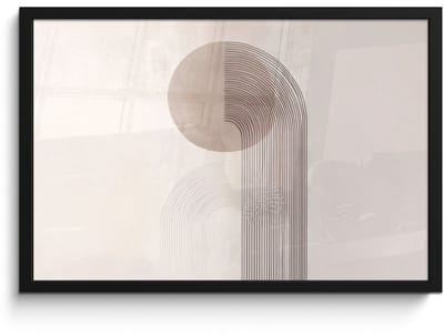 Poster in lijst - Fotolijst 60x40 cm - Posters - Minimalistisch - Cirkel - Lichtgrijs - Posterlijst zwart - Decoratie - Wanddecoratie woonkamer - Muurdecoratie slaapkamer