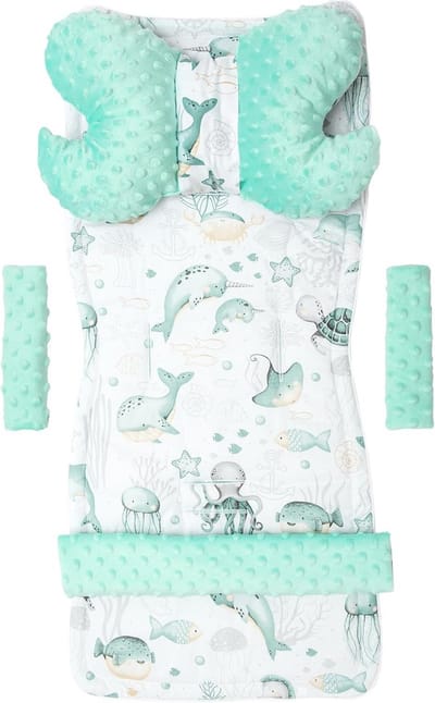 Universele kinderwageninzet - Zitinzet kinderwagen buggy inzet - Comfortabel reizen baby - Dubbelzijdig katoen en minky - 78x35 cm