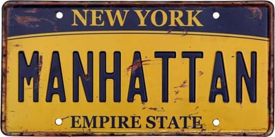Signs-USA - Souvenir kentekenplaat nummerbord Amerika - verweerd - 30,5 x 15,3 cm - Manhattan - New York