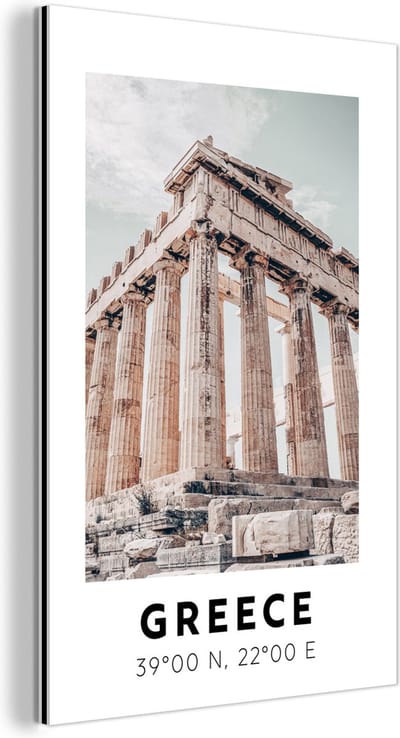 Wanddecoratie Metaal - Aluminium Schilderij Industrieel - Griekenland - Athene - Parthenon - 120x180 cm - Dibond - Foto op aluminium - Industriële muurdecoratie - Voor de woonkamer/slaapkamer