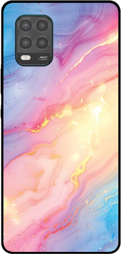 Smartphonica Telefoonhoesje Geschikt voor Xiaomi Mi 10 Lite met Regenboog Glitter Marmer Opdruk - TPU Backcover Case Rainbow Glitter Marble Design geschikt voor Xiaomi Mi 10 Lite