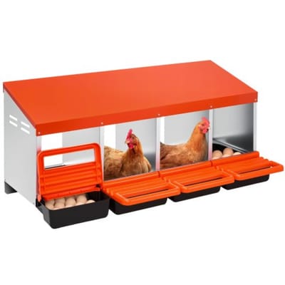 VEVOR Legnest 1060x525x475 mm, 4 compartimenten, metalen kippennest met beschermende lekbakken en ventilatiegaten, pluimveenest, verrijdbaar nest, ideaal voor hennen, eenden, kippen en ander pluimvee.