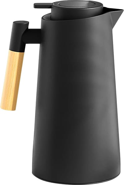 Thermoskaraf Glas - Warmhoudkan Theepot - Dranken Warm Houden - Lekvrij Afdichtingsmechanisme - 1 Liter Inhoud - Zwart