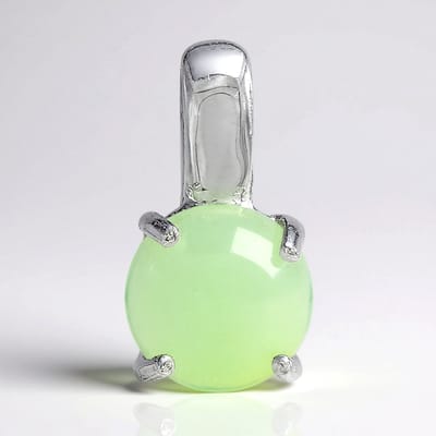 Cavill - Zilveren Hanger 925 Sterling Zilver - Keizerlijk Chrysopraas Edelsteen 0,94 ct - Ronde Cabochon - Elegant Groen - Handgemaakt Sieraad