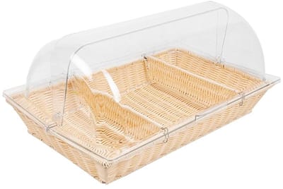 Mand met Deksel - Opbergmand - Keuken Organiseren - Imitatie Rieten - 30x30x30 cm - Beige
