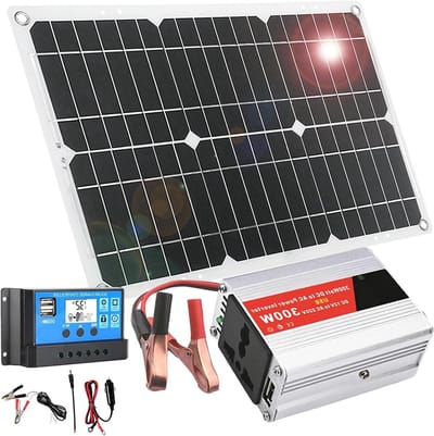 Zonne-energie Kit - Off-Grid Set - Energie Opwekken - Met Laadregelaar - 300W - Zwart