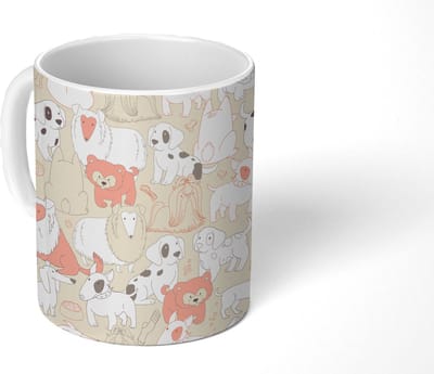 Mok - Koffiemok - Patronen - Hond - Hondenvoer - Jongens - Meisjes - Kinderen - Kind - Mokken - 350 ML - Beker - Koffiemokken - Theemok