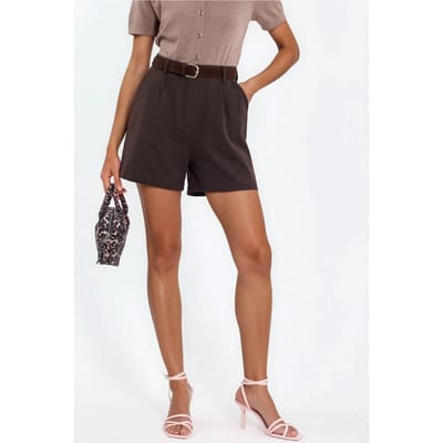 Hoge Taille Wijde Pijp Gecureerde Shorts