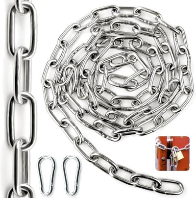 Roestvrijstalen ketting 6 mm met karabijnhaak - Per meter voor honden, schommels en meer