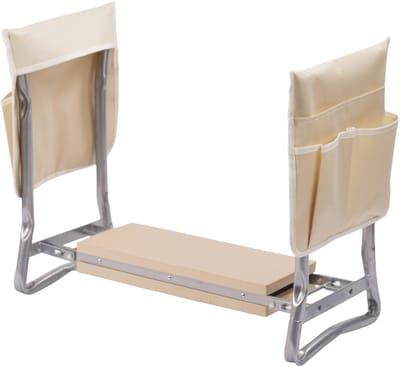 Kniebank - tot 150 kg - inklapbaar - 2 zakes - tuinkrukje - beige