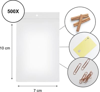 PD® - Gripzakjes - Gripzakjes 70 x 100 mm - 500 stuks - EXTRA STERK - Diamond painting zakjes - Gripzakjes klein - Grip zakjes 500 stuks - Transparant