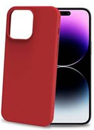 Celly Cromo Siliconen hoesje - Geschikt voor Apple iPhone 15 Pro Max - TPU Back Cover - Microfiber - Rood