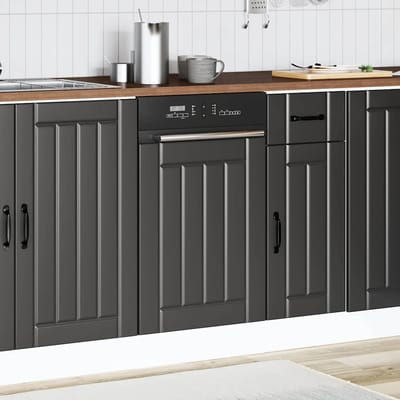 vidaXL - Vaatwaspaneel - Lucca - bewerkt - hout - zwart