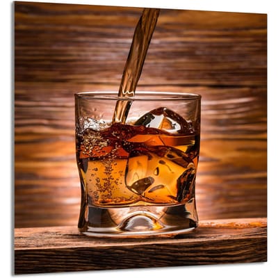 TMK ArtDeko - Glazen Keukenpaneel - 60x65 cm - Whisky Grafisch Ontwerp - Meerdere Toepassingen