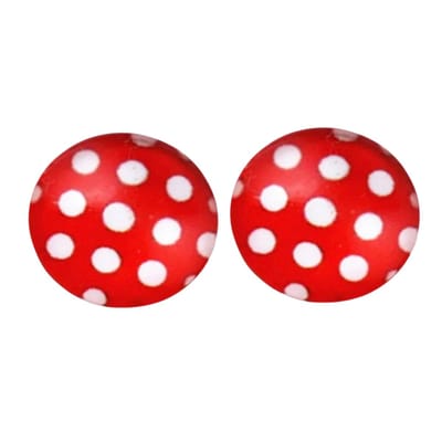 Clip oorbellen -Rood met witte stippen -2 cm- geen gaatje- Charme Bijoux