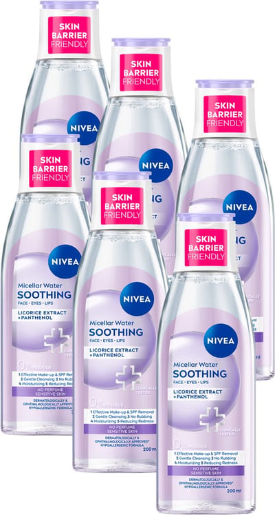 NIVEA Essentials Verzachtend Micellair Water - Gevoelige huid - Aminozuren - Dexpanthenol - Make-up remover - Face Cleanser - Voordeelverpakking - 6 x 200 ml