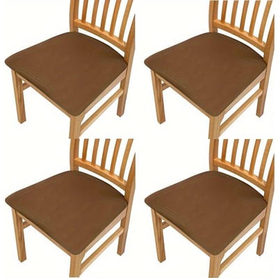 Rekbare Melkzijde Stoelzithoes Set van 4/6 Stuks, Stofdicht en Krasbestendig, Ideaal voor Gebruik in Eetkamer en Woonkamer 4 pieces bruin