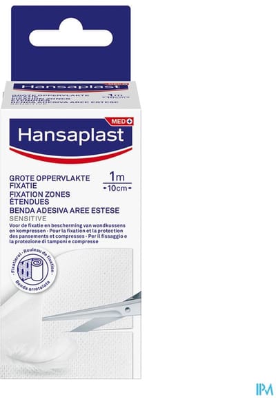 Hansaplast Grote Oppervlakte Fixatie Pleisters - Fixatierol - Wondpleisters - Wondverzorging - Grote Pleisters - Eilandpleister 10cmx1m