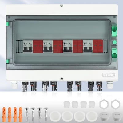 Warmfay PV DC1000V 32A overspanningsbeveiliging, bliksembeveiliging en stroomonderbreker. 4-polig, IP65