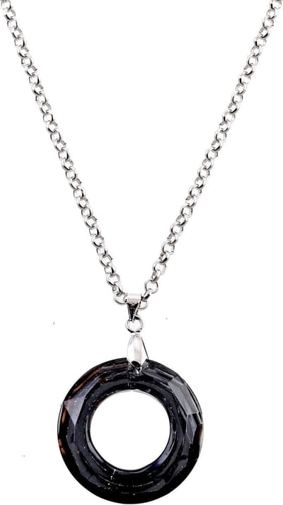 Behave - Korte ketting zilverkleur met geslepen glas hanger - Nikkelvrij - Trendy accessoires