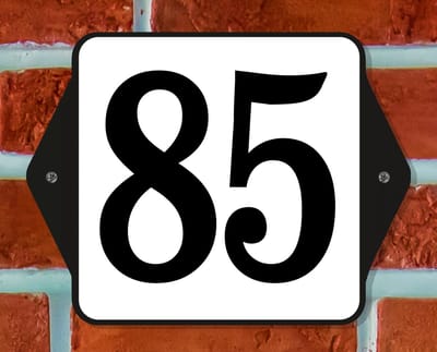 Huisnummerbord Klassiek - Nummer 85 - 14 x 11 cm - incl. bevestiging | - naambord - nummerbord - voordeur