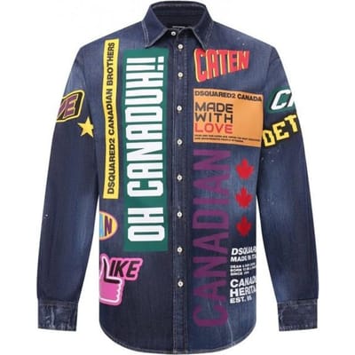 DSQUARED2 indrukwekkend herenshirt caten denim shirt -50% - Maat: IT52 gray