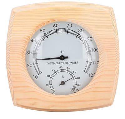 Dailygoods- Thermometer Hygrometer Houten - Dual-functie - Vochtigheidsindicator - Explosiebestendig - Sauna - Stevig Sparrenhout - Sauna Meter