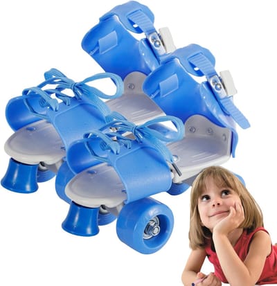 Kinder Rolschaatsen - Dubbele Rij - Buiten Spelen - Verstelbaar Ontwerp - Maat 28-36 - Blauw