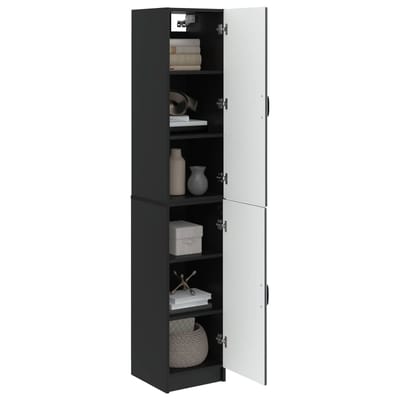 vidaXL - Kast - Set - 2 - st - Zwart - Bewerkt - hout