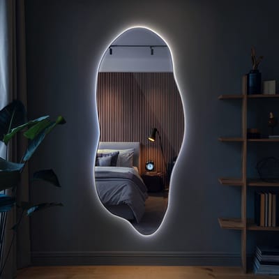 Coloray Organische Spiegel LED - Moderne Organische Grote Spiegel LED - 35 cm x 80 cm - Grote Organische Spiegel Woonkamer LED - Decoratieve Spiegel - Koel licht - Wandspiegel LED Organisch
