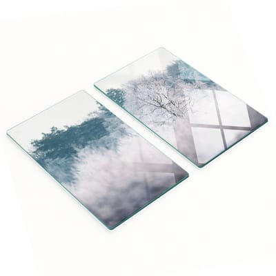 Duurzame en stijlvolle glazen snijplanken met winterboommotief, 2x30x52 cm