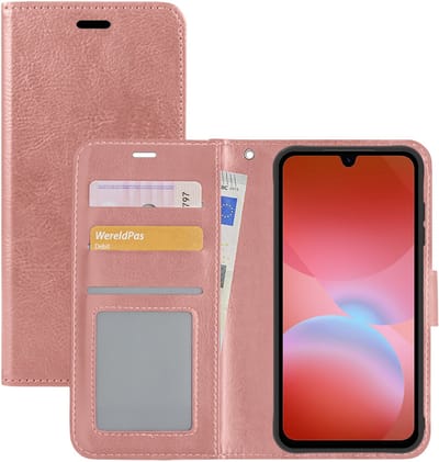 Hoesje - Met Pasjeshouder - Geschikt voor Samsung Galaxy A26 - Luxe Bookcase Portemonee - Flip Case - Kunstleer Book Case - Flipcase - Book Cover - Walletcase - Portemonneehoes - Rosé goud