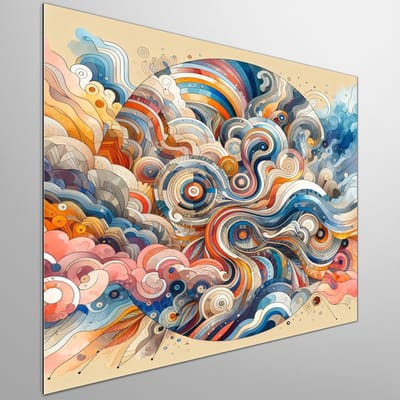 Acryl aquarel schilderij | Levendige waterverf expressie in acryl: een artistiek meesterwerk | Kunst - 80x80 centimeter op Dibond | Foto op Dibond