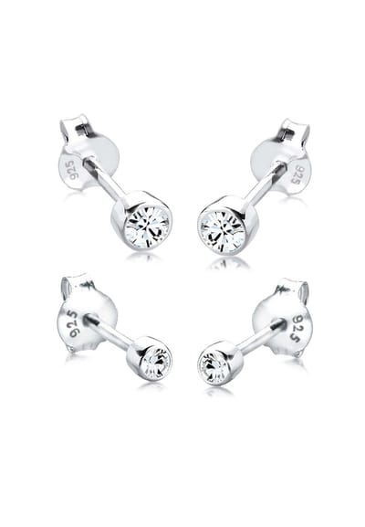 Elli - Oorbellen - Dames oorsteker set van 2 met kristal in 925 sterling zilver - Dames