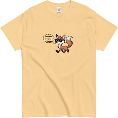 Funny Fox Tshirt - Grappig Dieren Shirt - Zelfverzekerde Vosje Print - Dames Heren - Geel - XL