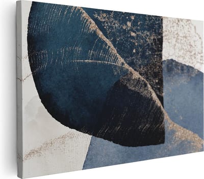 Artaza Canvas Schilderij Abstract - 90x60 cm - Wanddecoratie Woonkamer - Muurdecoratie Goud - Schilderijen Op Canvas