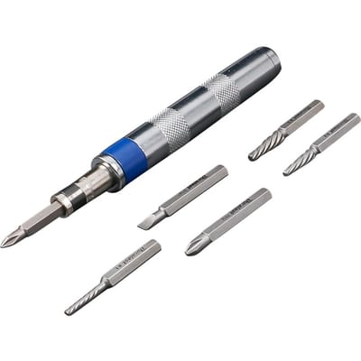 6in1 Schroevendraaierset 14-inch Slagschroevendraaier Verroeste Vastzittende Gebroken Bevestigingsmiddelen Verwijderaar met Complete veelkleurig