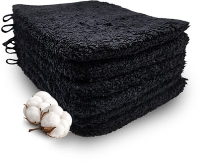 Miss Towels Hotelkwaliteit Washandje Set - Zwart - 6 stuks - Washandjes - 100% katoen - 15x21cm - 550 gr/m2 - Made in Portugal