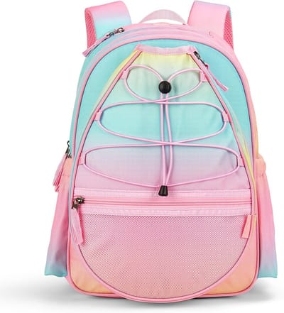 Sporttas Kinderen - Rugzak Meisjes - Sporten en school - Speciaal racketvak - 40 cm - Bruin