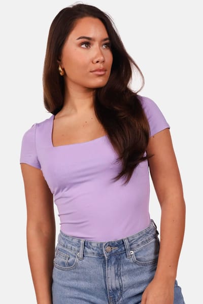 Getdrezzed Top - Maat: M - Body met vierkante hals lila