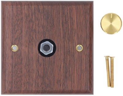 SPHProducts - Houten Dimmerschakelaar - Dimmer voor Huisverlichting - Glanzende Afwerking - Koperen Knop - Draaibediening - Duurzaam Zwart Walnoothout ...