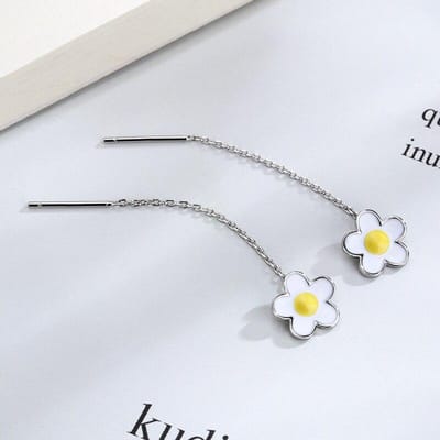 925 Sterling Zilver Bloem Stud Oorbellen voor Vrouwen Meisjes Bruiloft Sieraden Pendientes Accessoires Eh517 white