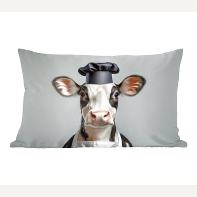Sierkussens - Kussentjes Woonkamer - 50x30 cm - Koe - Zwart - Wit - Kok