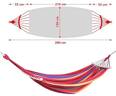 Dubbele Hangmat 280 x 150 cm - Ideaal voor Buiten, Kamperen en Tuin - 300 kg Belastbaarheid - Draagbaar en Ademend