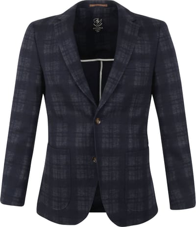Suitable Respect Colbert Jersey Ruit Flex Antraciet - Maat 50 - Heren blazer