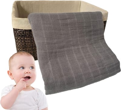 Inbakerdeken Baby - Wikkeldoek Kinderbed - Rustig Slapen - Dubbellaags Mousseline - 117 x 117 cm - Zwart Grijs