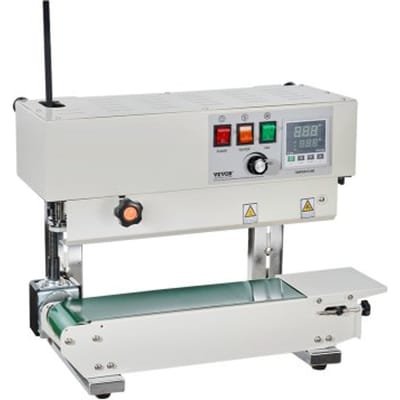 VEVOR Continue zakbandsluitmachine, 0,24-0,47 inch/6-12 mm sluitbreedte, verticale bandsluitmachine met digitale temperatuurregeling, koolstofstalen zaksluitmachine voor 0,02-0,8 mm dikke plastic zakfolie
