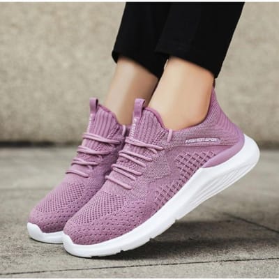 Nieuwe Damesschoenen Mode Vliegweefschoenen Ademend Zachte Zool Pumps Casual Damesschoenen Trend Comfortabele Hardloopschoenen 40 gray