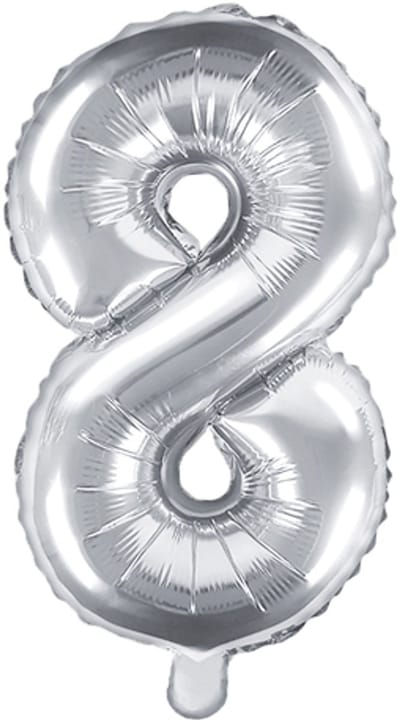 Folieballon Cijfer 8 (35 cm) - Zilver